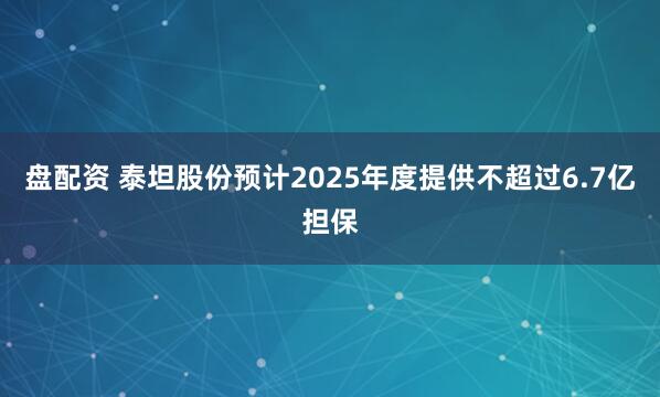 盘配资 泰坦股份预计2025年度提供不超过6.7亿担保