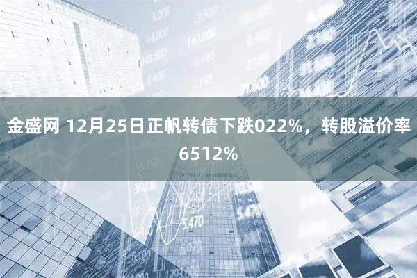 金盛网 12月25日正帆转债下跌022%，转股溢价率6512%